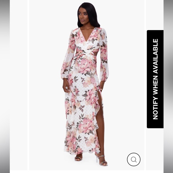 Xscape Avalee long sleeve chiffon floral maxi dress - Picture 4 of 11